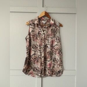 Northern Reflections Sleeveless Rayon Tropical Floral Top